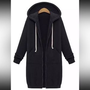 Black midi hooded sweater dress